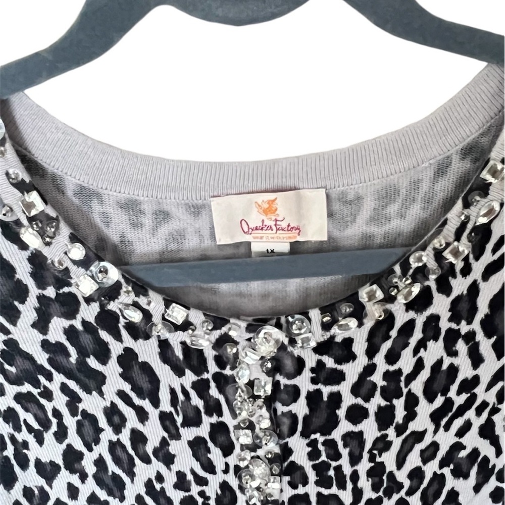 Quacker Factory Leopard Print Cardigan Trimmed Wi… - image 3